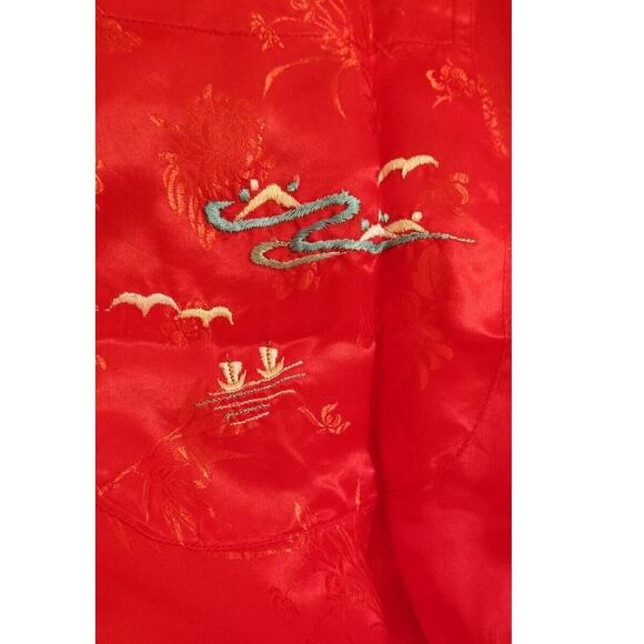 VTG Marianne von der OstenWomensRed Embroidered Kimono Sz XL Belt Robe Drsg Gown - Picture 9 of 11